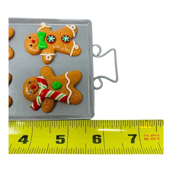 Mini Gingerbread Men Cookie Ornament Christmas Sheet Tray Bakery Red Gingham New - Picture 4 of 7